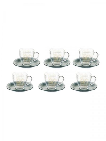 Чайный набор Luminarc Carine Annalee Green 12 предметов Чашка 6шт 220мл Блюдца 6шт 14см стекло Luminarc 116092829