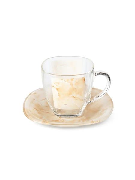 Набор для чая Luminarc Marble Beige 6 персон 12 предметов Чашки 220мл Блюдца Стекло Сервиз чайный Luminarc 116092760