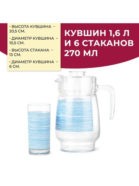 Питьевой набор из 7 предметов, голубой Luminarc 78287027